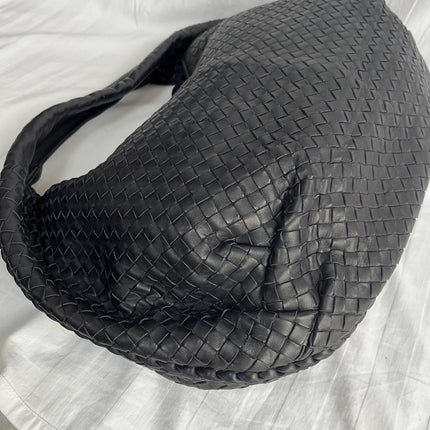 Bottega Veneta Belly Hobo Intrecciato Black Leather Maxi 50cm