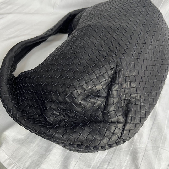 Bottega Veneta Belly Hobo Intrecciato Black Leather Maxi 50cm