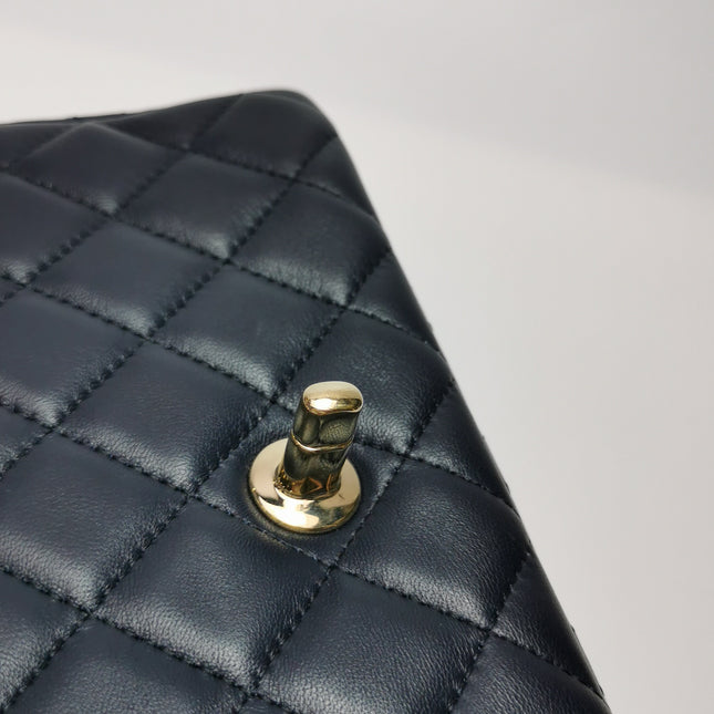 Chanel Classic Flap Mini Rectangular Navy Lambskin Leather Gold Hardware, 2020