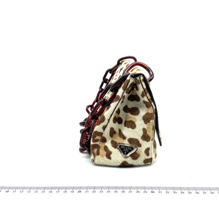 Prada Leopard Print Pony-style Calfskin Tortoise Strap Large Shoulder Bag