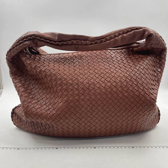 Sold Bottega Veneta Intrecciato Hobo Bag in Brown Red Nappa leather Large