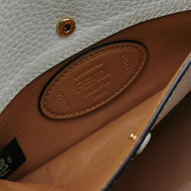 Fendi Baguette Selleria Medium White Calfskin Leather Crossbody Bag
