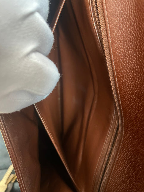 Chanel Vintage Top Handle Kelly Dark Caramel Flap Bag Caviar Leather 24k Gold Plated Hardware, 1996-1997