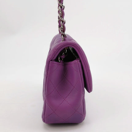 Chanel Classic Flap Mini Purple Lambskin Leather Silver Hardware