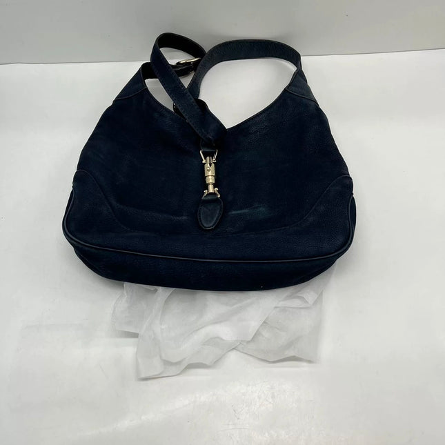 Gucci Jackie 1961 Medium Navy Suede Leather Bag