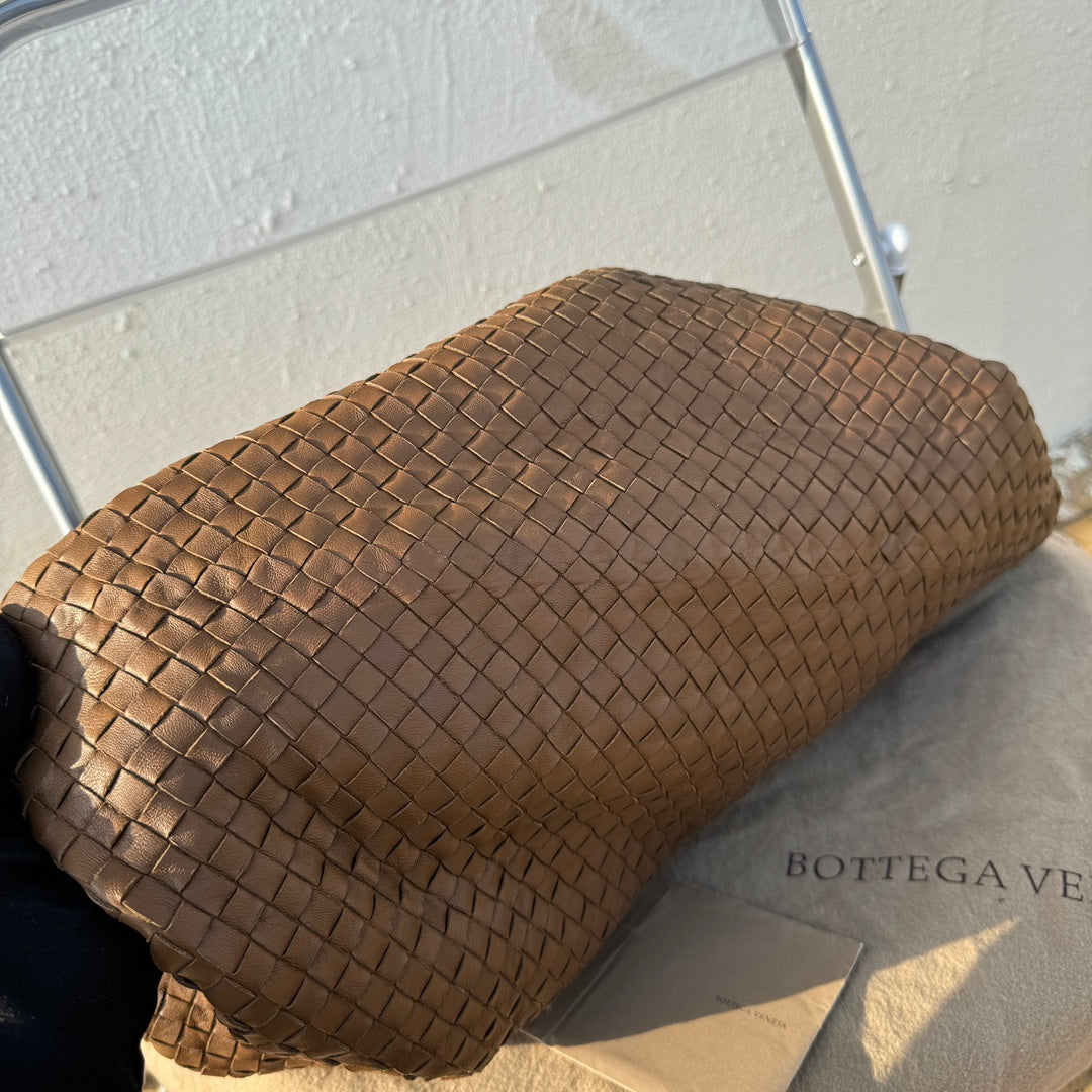 Bottega Veneta Maxi Convertible Tote Bag Hobo Brown Leather Two-way Carry 50cm