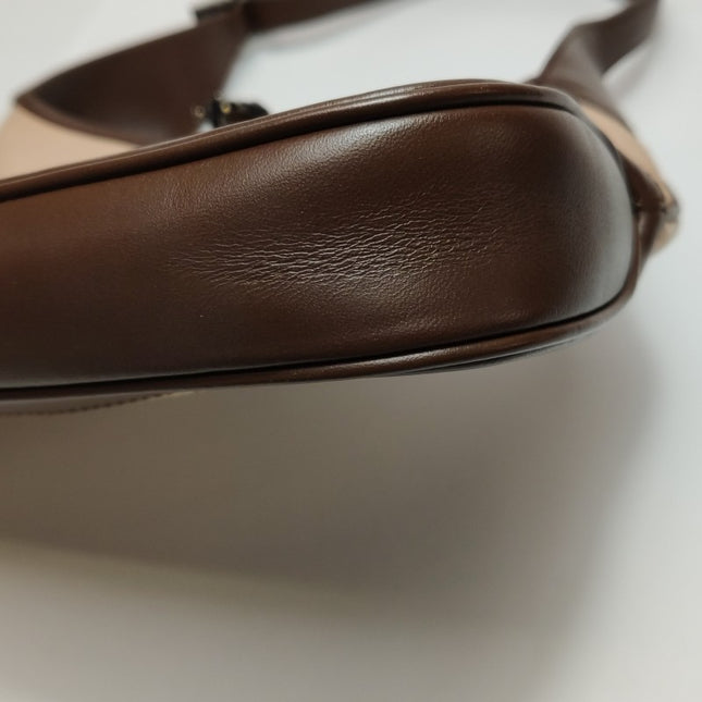 Sold Gucci Jackie Vintage Small Brown Leather and Fabric Silver Hardware