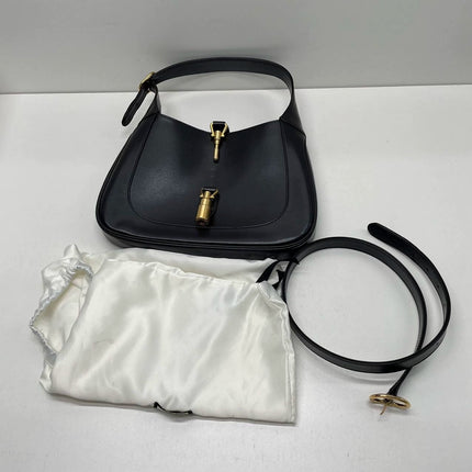 Sold Gucci Jackie 1961 Black Leather Bag Small with Adjustable Strap