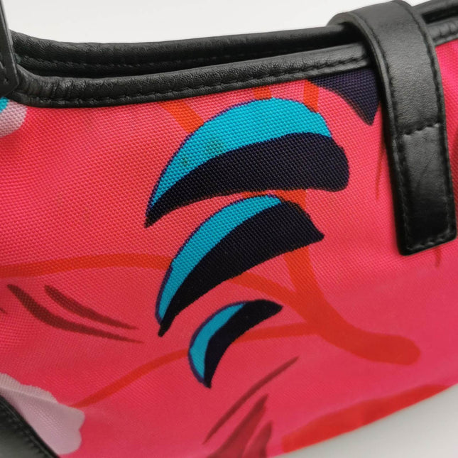 Gucci Jackie Vintage Mini Multicolor Floral Canvas Black Leather Shoulder Bag