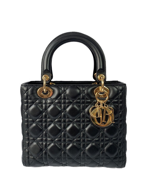 Sold Lady Dior Medium Black Cannage Lambskin Leather Gold Hardware-Luxbags