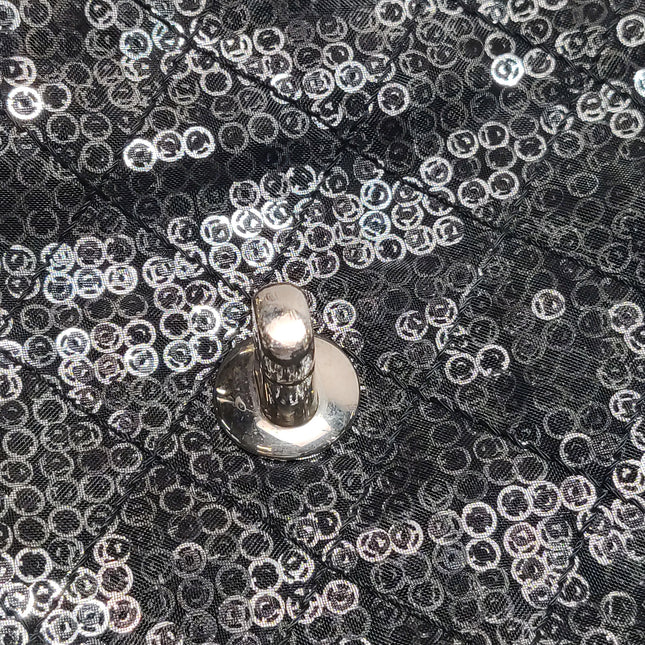 Chanel Black Mesh and Sequins Jumbo Maxi Classic Flap Silver Hardware 2008