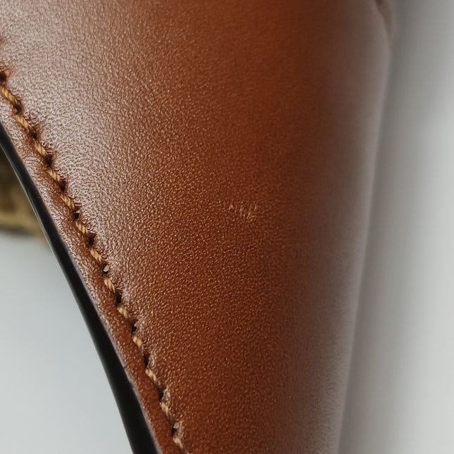 Gucci Jackie 1961 Medium Brown Leather Raffia Shoulder Bag