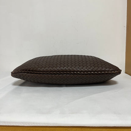 Bottega Veneta Veneta Hobo Intrecciato Chocolate Brown Medium Lambskin Leather 47cm