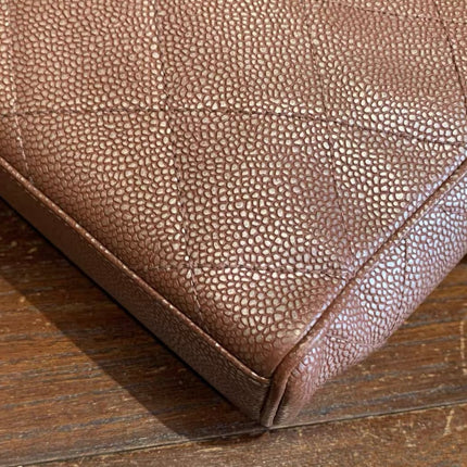 Chanel Vintage Medium Iridescent Brown Caviar Leather Shoulder Bag Gold Hardware