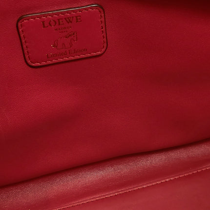 Loewe Amazona 36 Medium Red Leather Horse Lock Gold-tone Hardware