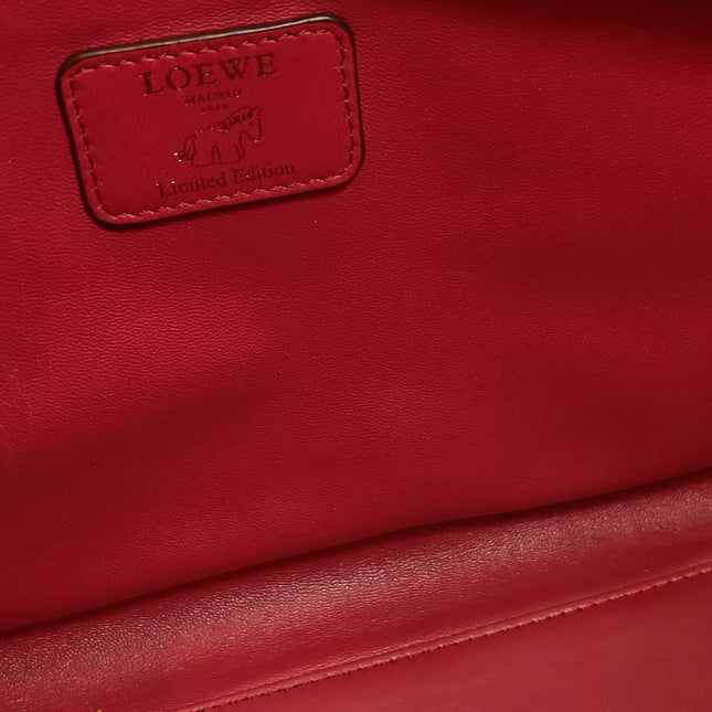 Loewe Amazona 36 Medium Red Leather Horse Lock Gold-tone Hardware