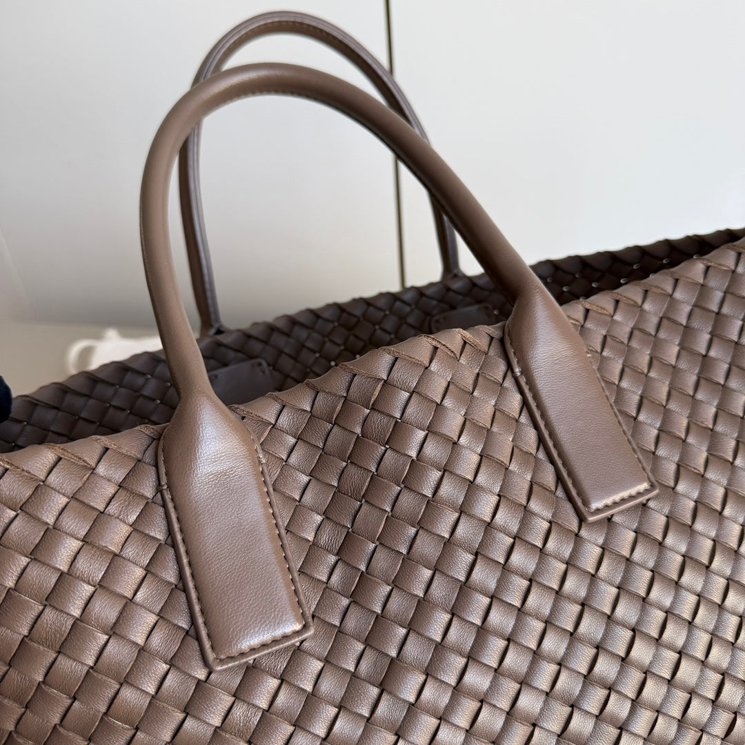 Bottega Veneta Cabat Small Intreccio Leather Tote Bag Milk Chocolate Brown 33cm