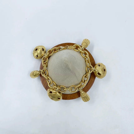 Celine 1990s Vintage Gold-tone Link Charms Bracelet
