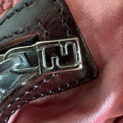 Fendi Baguette Bag Pink Crochet Knit Wool Pompom Shoulder Bag