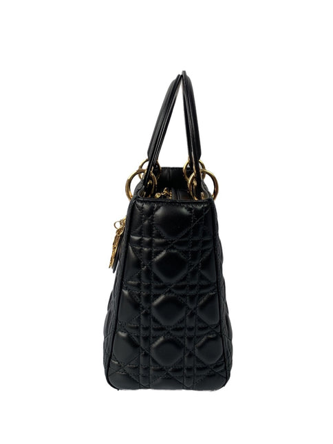 Sold Lady Dior Medium Black Cannage Lambskin Leather Gold Hardware