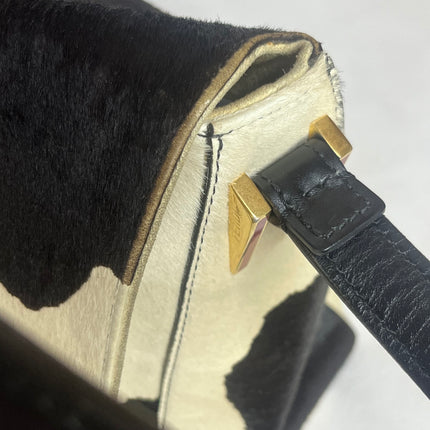 Fendi Mamma Baguette Large Pony hair in Cow Print Black and White