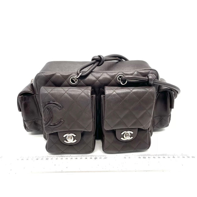 Chanel Cambon Multi-pocket Ligne Reporter Bag Medium Dark Brown Calfskin Leather