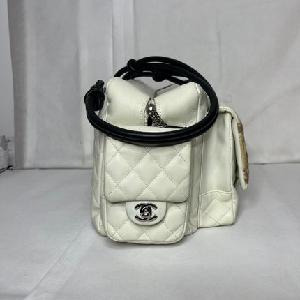 Chanel Cambon Multi-pocket Ligne Reporter Bag Large White Calfskin Leather