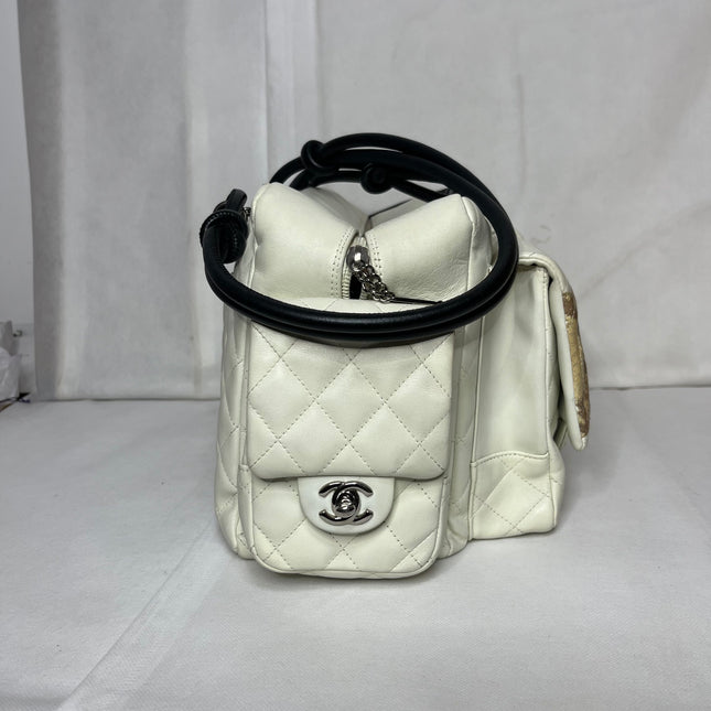 Chanel Cambon Multi-pocket Ligne Reporter Bag Large White Calfskin Leather