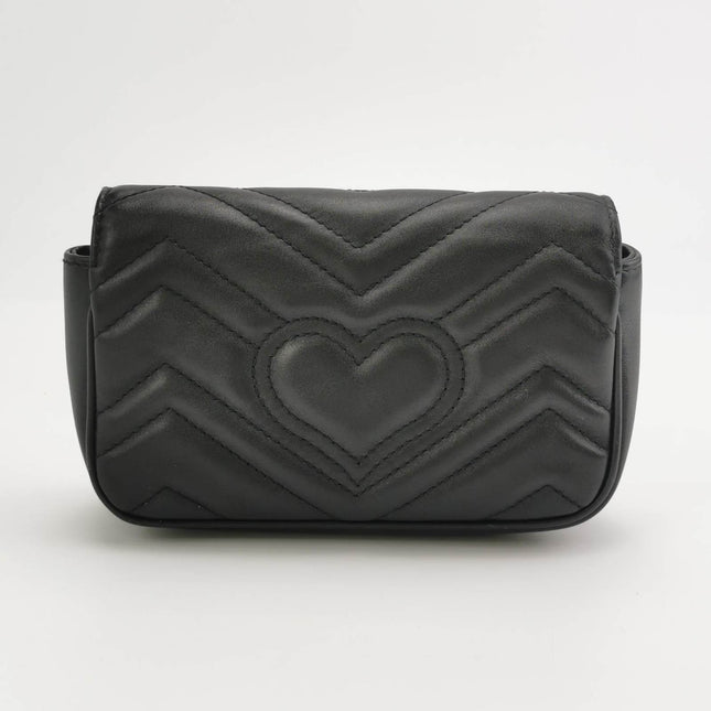 Sold Gucci Marmont Super Mini Flap Leather Bag Black Leather