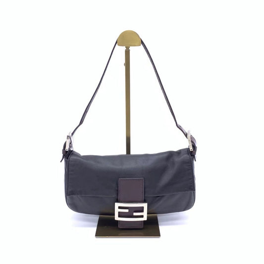 Fendi Baguette Black Lambskin Leather Shoulder Bag-Luxbags