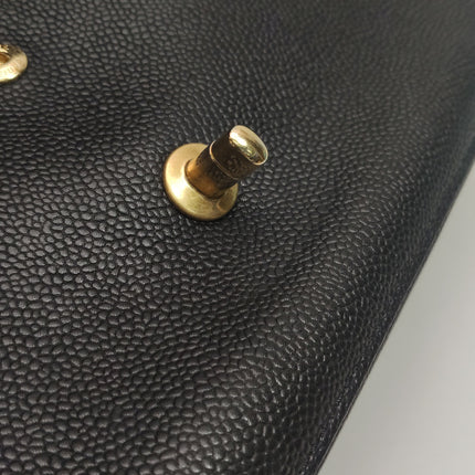 Chanel Classic Flap Jumbo Black Caviar Leather Double Flap with Gold Hardware 2017