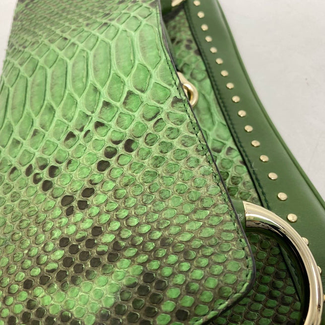 Sold Gucci Horsebit 1955 Green Crocodile Skin Shoulder Bag Large
