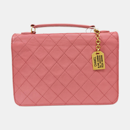 Sac à bandoulière Chanel vintage double C en cuir d'agneau noir, petit, avec fermoir tourniquet, 2 voies
