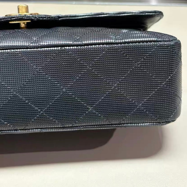 Chanel Classic Flap Medium 2016 Black Pixel Effect Calfskin Leather Gold Hardware