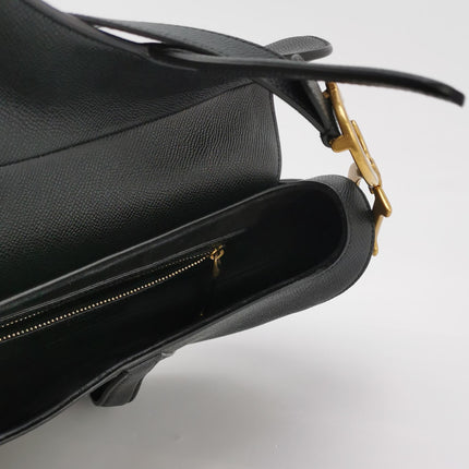 Dior Saddle 2022 Medium Grained Calfskin Leather Bag Black