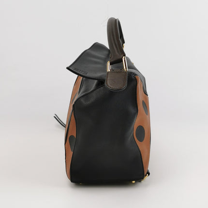 Loewe Puzzle Medium Polka Dots Brown Black Leather