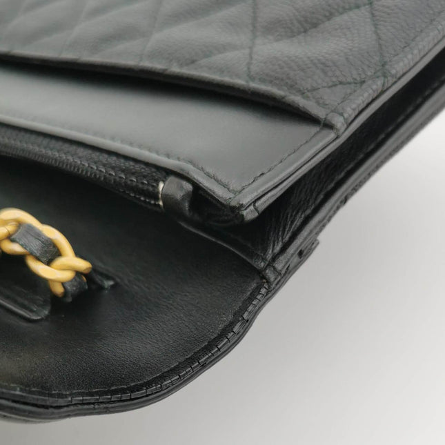 Sold Chanel Wallet on Chain Filigree Caviar Leather Black Gold-tone Hardware