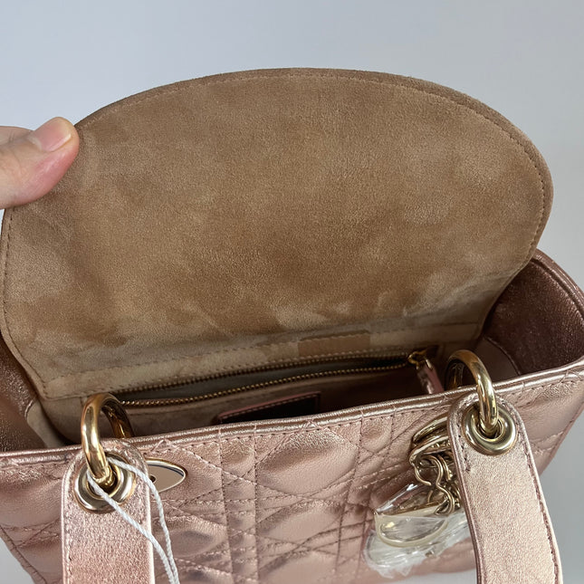 Lady Dior ABCdior Small Pink Irediscent and Metallic Cannage Lambskin Handbag