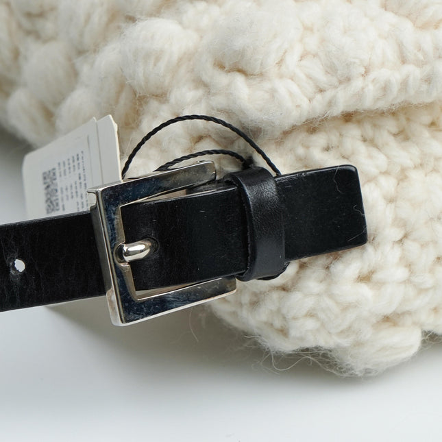 Sold Fendi Baguette Bag White Wool Pompom Shoulder Bag