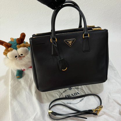 Prada Galleria Saffiano Leather Medium Black Handbag 33cm