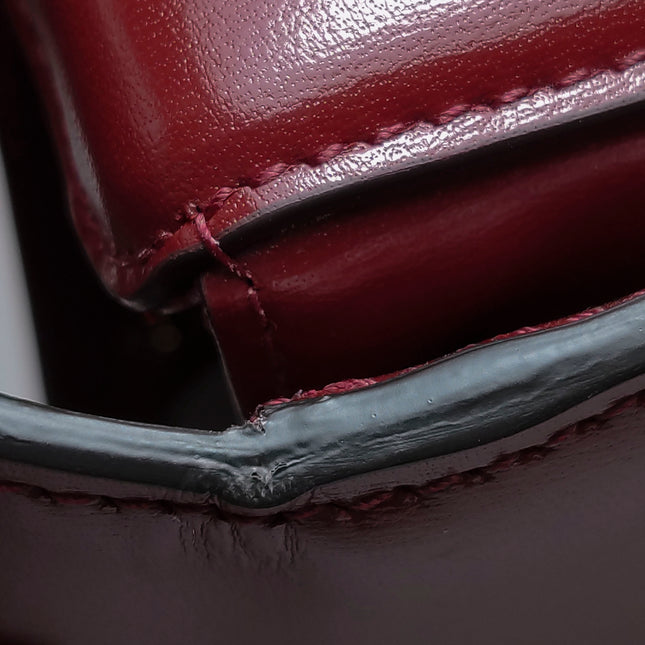 Gucci Bamboo 1947 Small Ancora Red Burgundy Calfskin Leather Top Handle Bag