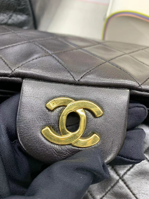 Chanel Classic Flap Vintage Black Lambskin Leather with 24k Gold Hardware