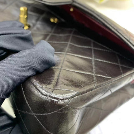 Chanel Classic Flap Vintage Black Lambskin Leather with 24k Gold Hardware