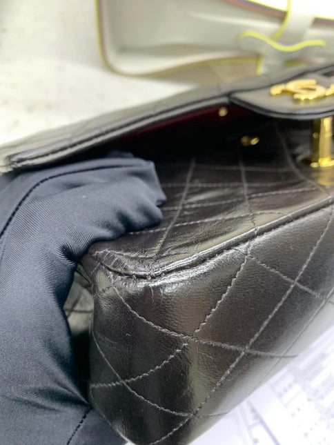 Chanel Classic Flap Vintage Black Lambskin Leather with 24k Gold Hardware