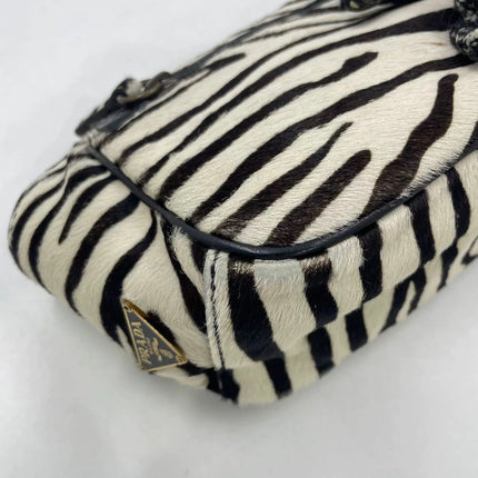 Prada Zebra Print Ponyhair Calfskin Leather Handbag