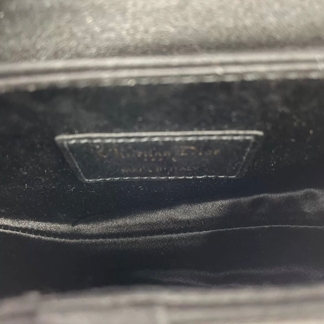 Dior Saddle Mini Silk Handbag Black with crystals