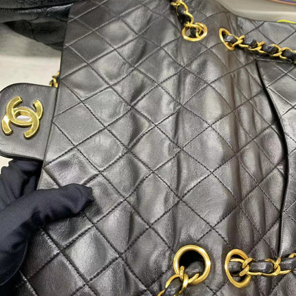 Chanel Classic Flap Vintage Black Lambskin Leather with 24k Gold Hardware