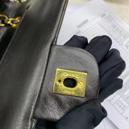 Chanel Classic Flap Vintage Black Lambskin Leather with 24k Gold Hardware