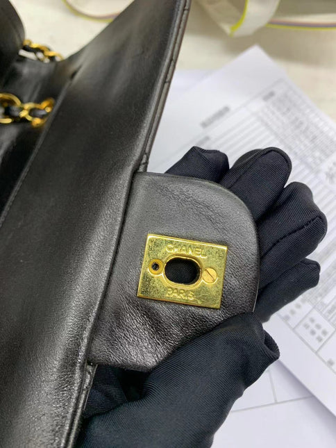 Chanel Classic Flap Vintage Black Lambskin Leather with 24k Gold Hardware