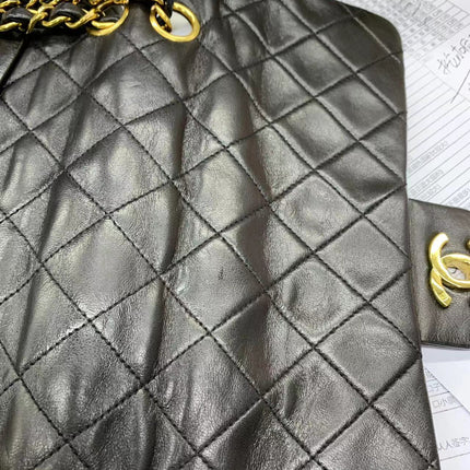 Chanel Classic Flap Vintage Black Lambskin Leather with 24k Gold Hardware